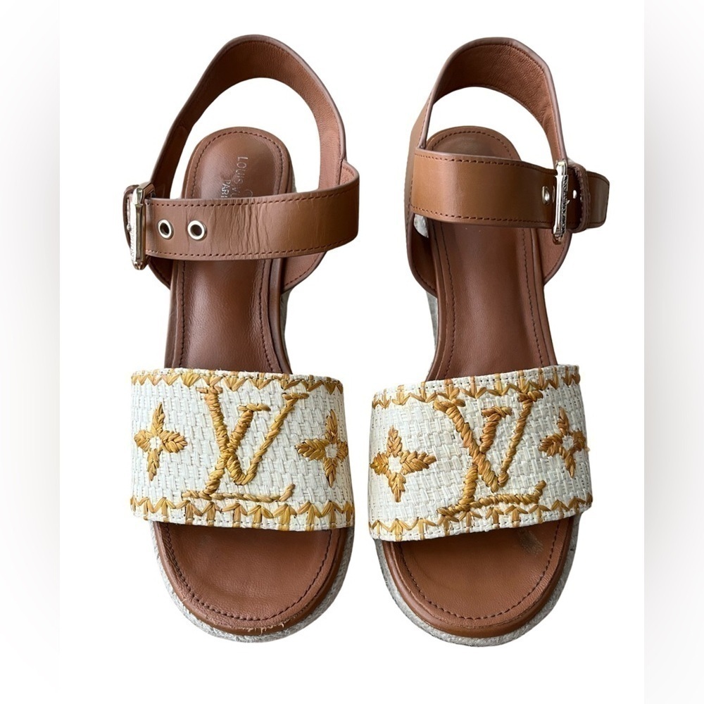 LOUIS VUITTON 2021SS Model Wedge Sole Mule Sandals NoBox Brown